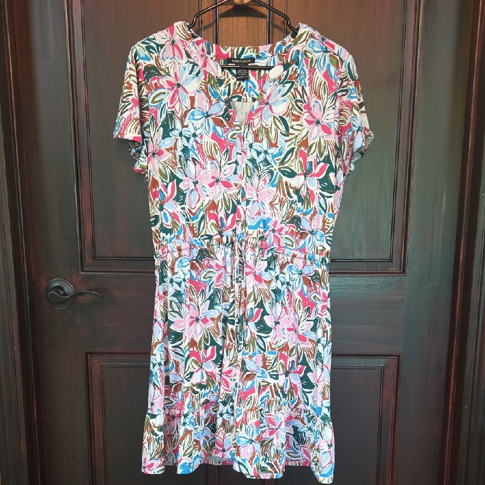 Robert Louis Pink and Green Floral Mini Dress